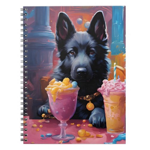 Black German Shepherd puppy ice cream Notebook
