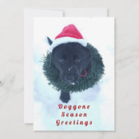 Black German Shepherd Puppy in a Wreath, ZKA Holiday Card