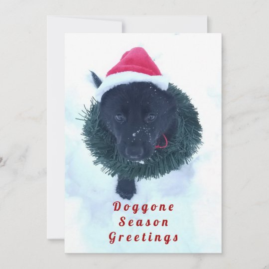 Black German Shepherd Puppy In A Wreath Zka Holiday Card Zazzle Com