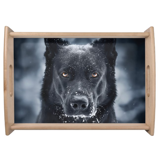 Black German Shepherd Serving Tray (Front)
