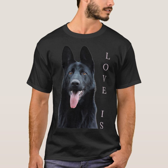 Black German Shepherd  Shepard  Dog Mom Dad Love T-Shirt (Front)