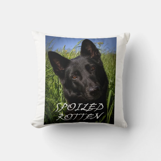 black german shepherd spoiled rotten throw pillow (Front)