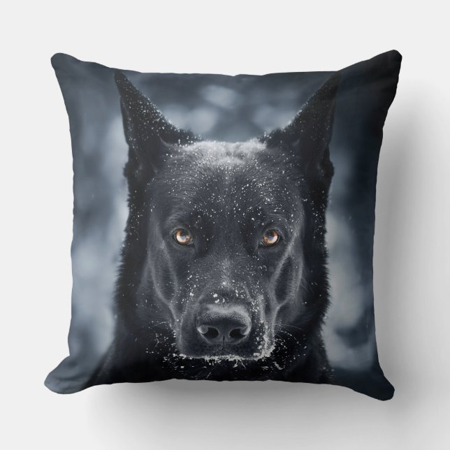 Black German Shepherd Throw Pillow (Front)