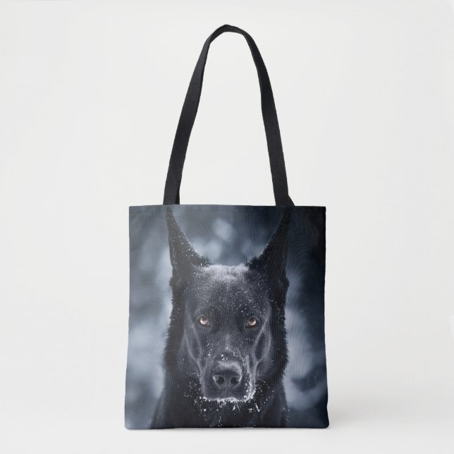 Black German Shepherd Tote Bag (Front)