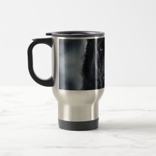 Black German Shepherd Travel Mug (Left)
