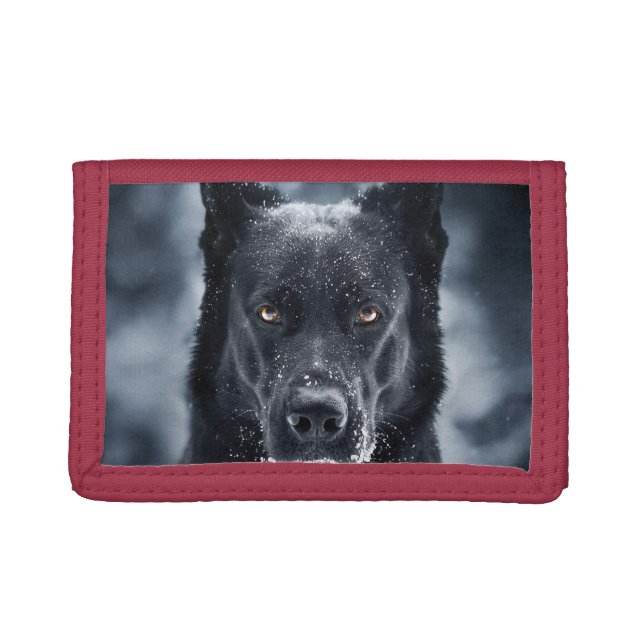Black German Shepherd Tri-fold Wallet (Front)