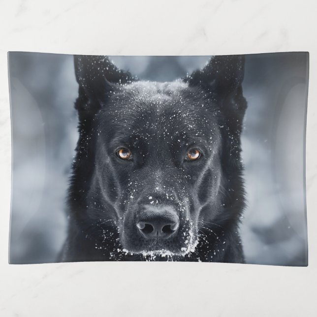 Black German Shepherd Trinket Tray (Front)