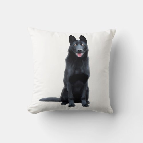 Black German Shepherd Water Color Art Painting Throw Pillow