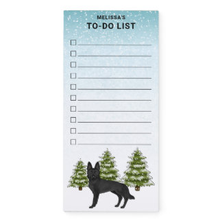 Black German Shepherd Winter Forest To Do List Magnetic Notepad