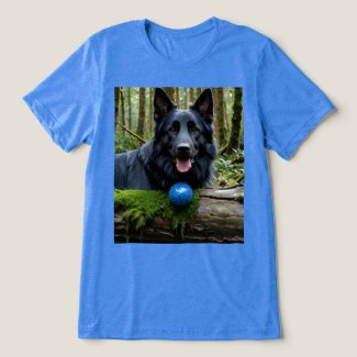 Black German Shepherd with Ball