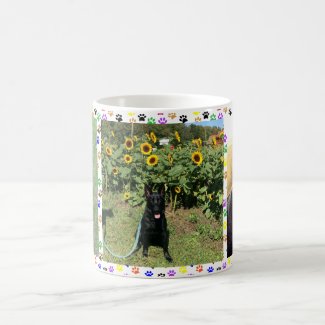 Black German Shepherd with Sunflowers & Toys, ZKA Coffee Mug