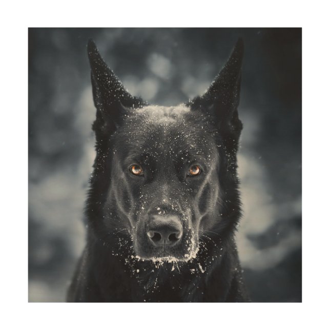 Black German Shepherd Wood Wall Art (Front)