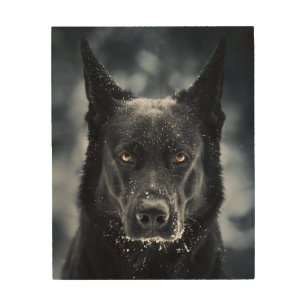 Black German Shepherd Wood Wall Art