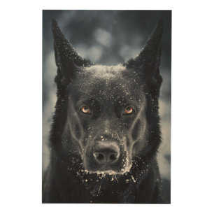Black German Shepherd Wood Wall Art