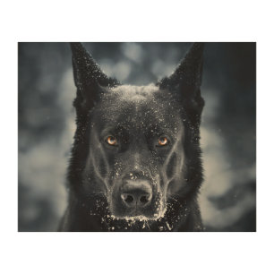 Black German Shepherd Wood Wall Art