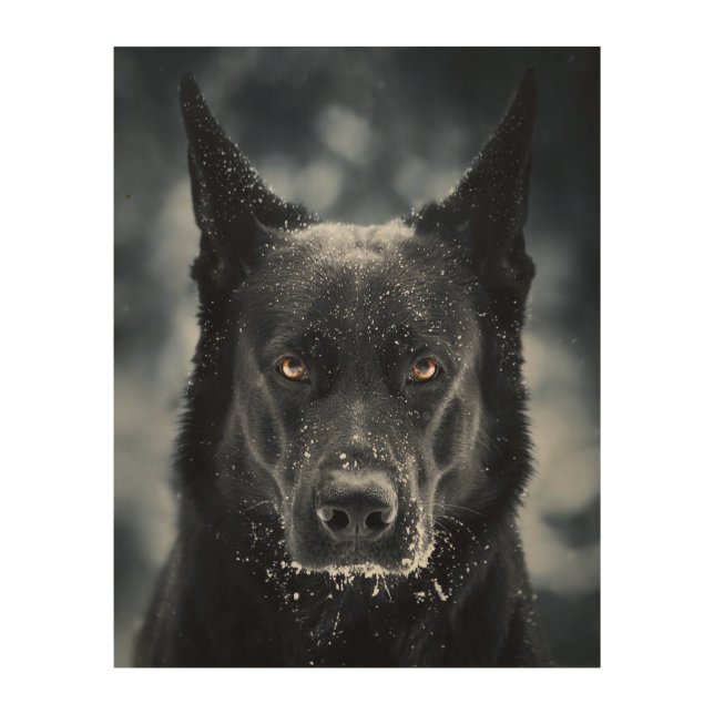 Black German Shepherd Wood Wall Art (Front)