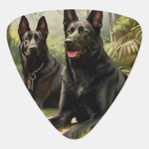 Black German Shepherds Guitar Pick