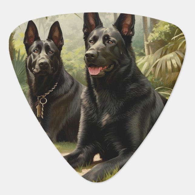 Black German Shepherds Guitar Pick (Front)
