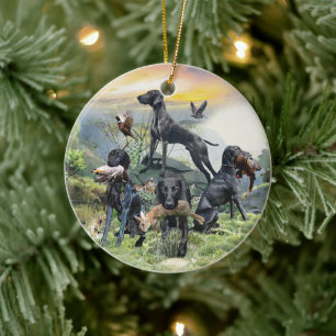 Black German Shorthaired Pointers Ceramic Ornament