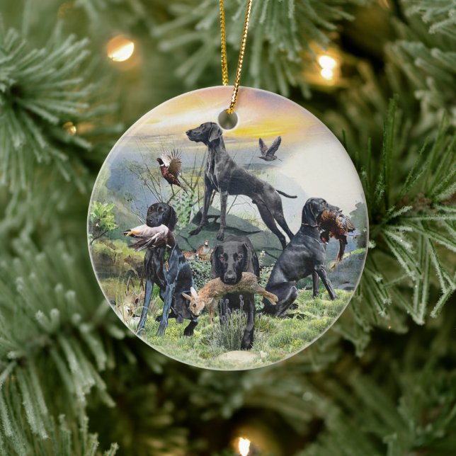 Black German Shorthaired Pointers    Ceramic Ornament (Tree)