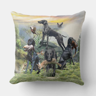 Black German Shorthaired Pointers Throw Pillow