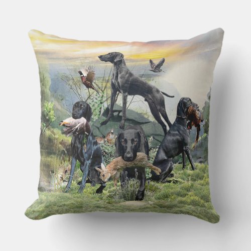 Black German Shorthaired Pointers    Throw Pillow