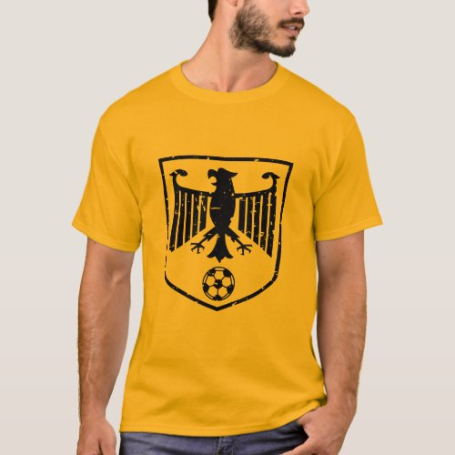 Black Germany Coat of Arms Soccer Grunge T_Shirt