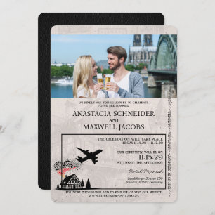 Black Germany Passport Wedding Invitation