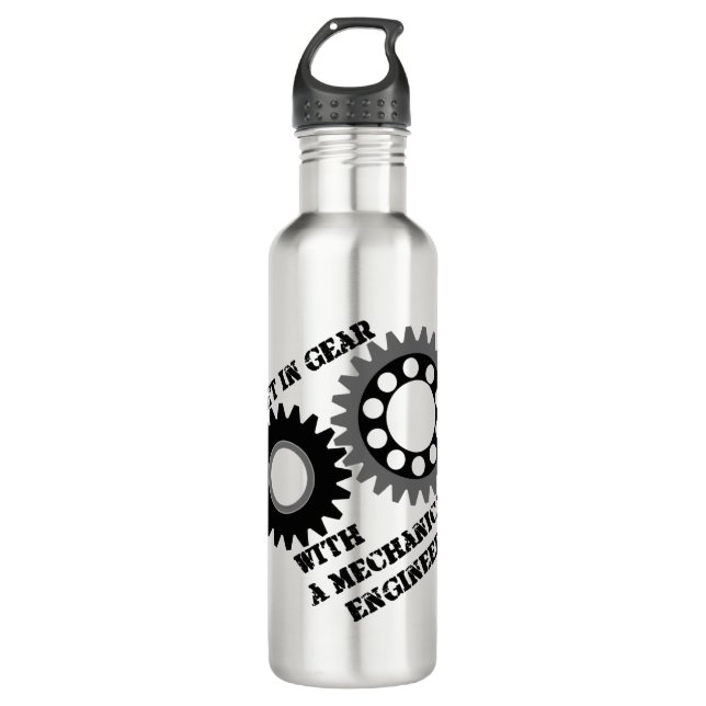 Black Get In Gear Stainless Steel Water Bottle (Front)