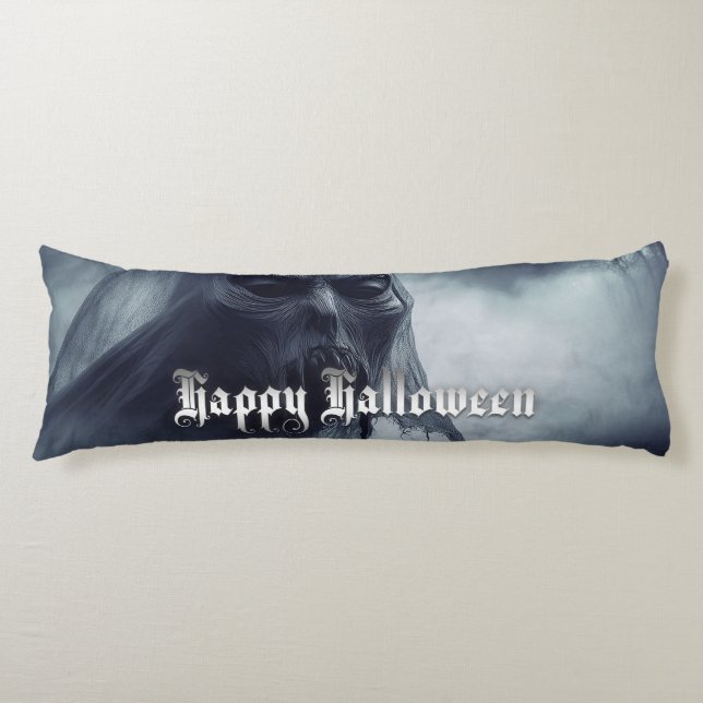 Black ghost in a hellish landscape - Halloween Body Pillow (Front)