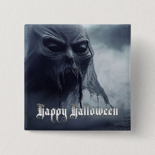 Black ghost in a hellish landscape - Halloween Button