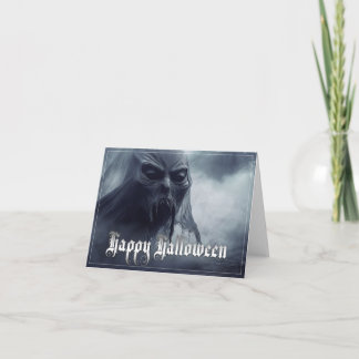Black ghost in a hellish landscape - Halloween Card