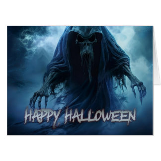 Black ghost in a hellish landscape - Halloween Card