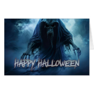 Black ghost in a hellish landscape - Halloween Card