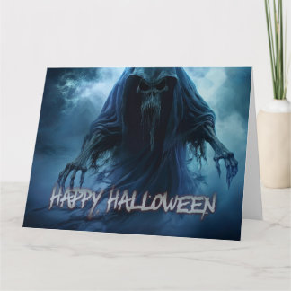 Black ghost in a hellish landscape - Halloween Card