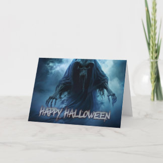 Black ghost in a hellish landscape - Halloween Card