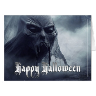 Black ghost in a hellish landscape - Halloween Card