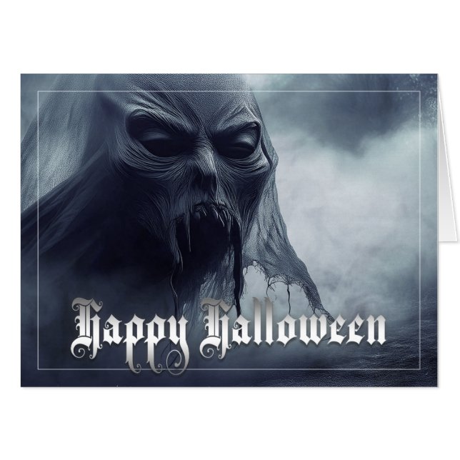 Black ghost in a hellish landscape - Halloween Card (Front Horizontal)