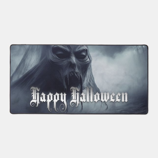 Black ghost in a hellish landscape - Halloween Desk Mat (Front)