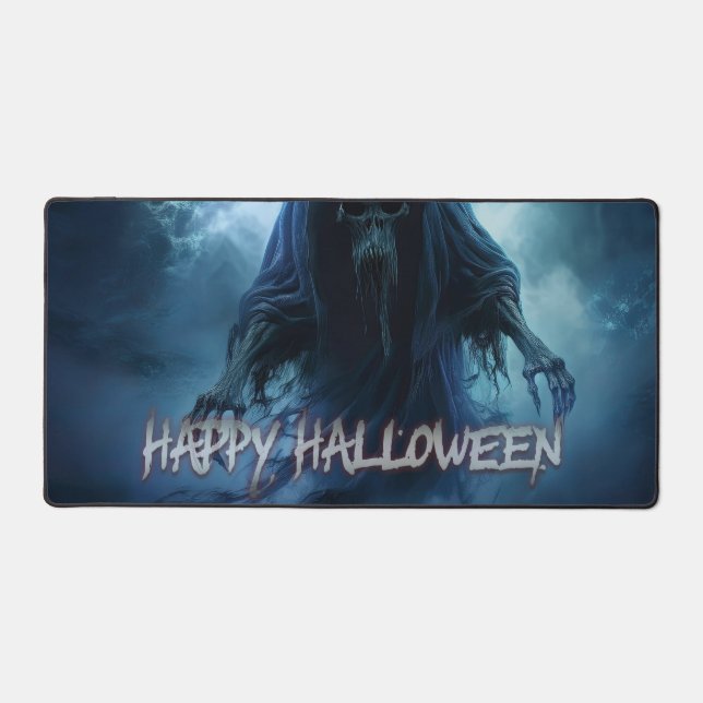 Black ghost in a hellish landscape - Halloween Desk Mat (Front)