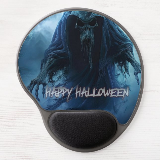 Black ghost in a hellish landscape - Halloween Gel Mouse Pad (Front)