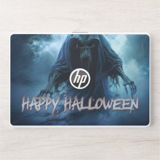 Black ghost in a hellish landscape - Halloween HP Laptop Skin