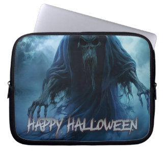 Black ghost in a hellish landscape - Halloween Laptop Sleeve