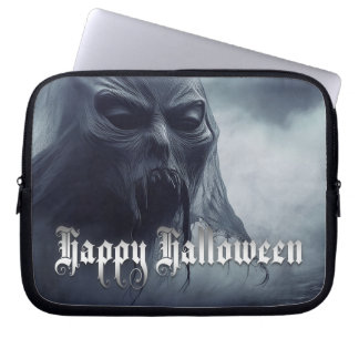 Black ghost in a hellish landscape - Halloween Laptop Sleeve