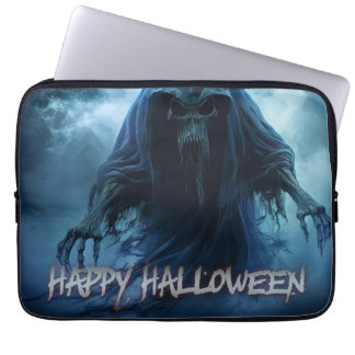 Black ghost in a hellish landscape - Halloween Laptop Sleeve