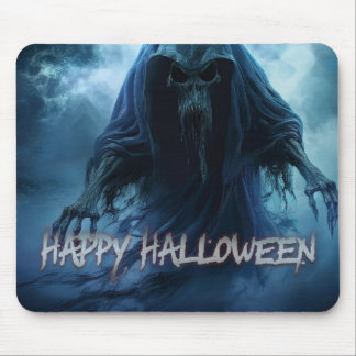 Black ghost in a hellish landscape - Halloween Mouse Pad