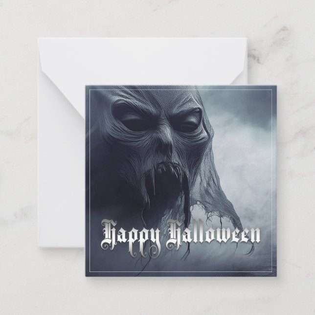 Black ghost in a hellish landscape - Halloween Note Card (Front)
