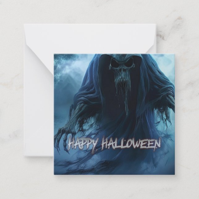 Black ghost in a hellish landscape - Halloween Note Card (Front)