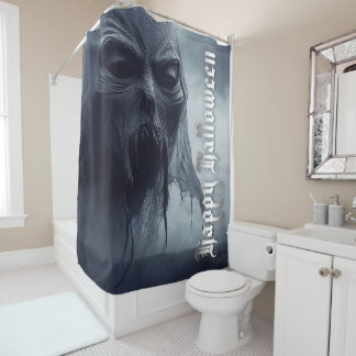 Black ghost in a hellish landscape - Halloween Shower Curtain