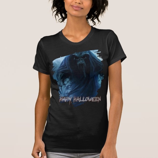 Black ghost in a hellish landscape - Halloween T-Shirt (Front)